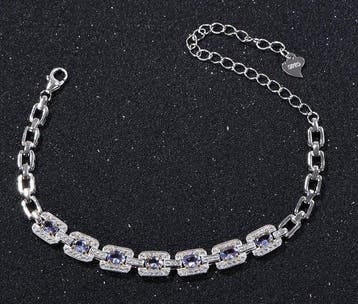Zonder minimumprijs - Armband Zilver - 1.05ct. tw. Tanzaniet, Nieuw