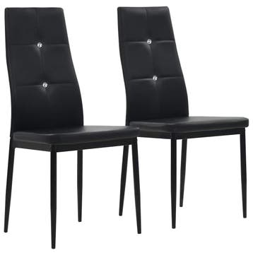 vidaXL Eetkamerstoelen 2 st kunstleer zwart, Huis en Inrichting, Stoelen, Verzenden, Nieuw