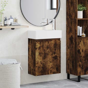 vidaXL Badkamermeubel met kraan Gerookt eiken 45,5 x 22,5 x, Verzenden, Nieuw