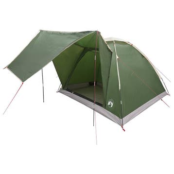vidaXL Kamperen tent met dak Groen 4-persoons Polyester en, Caravanes & Camping, Verzenden