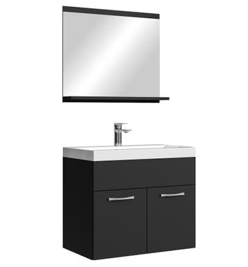 Badkamermeubel Montreal Set 02 60 x 35 cm Mat zwart, Verzenden, Nieuw