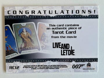 Extremely rare James Bond relic trading card, containing