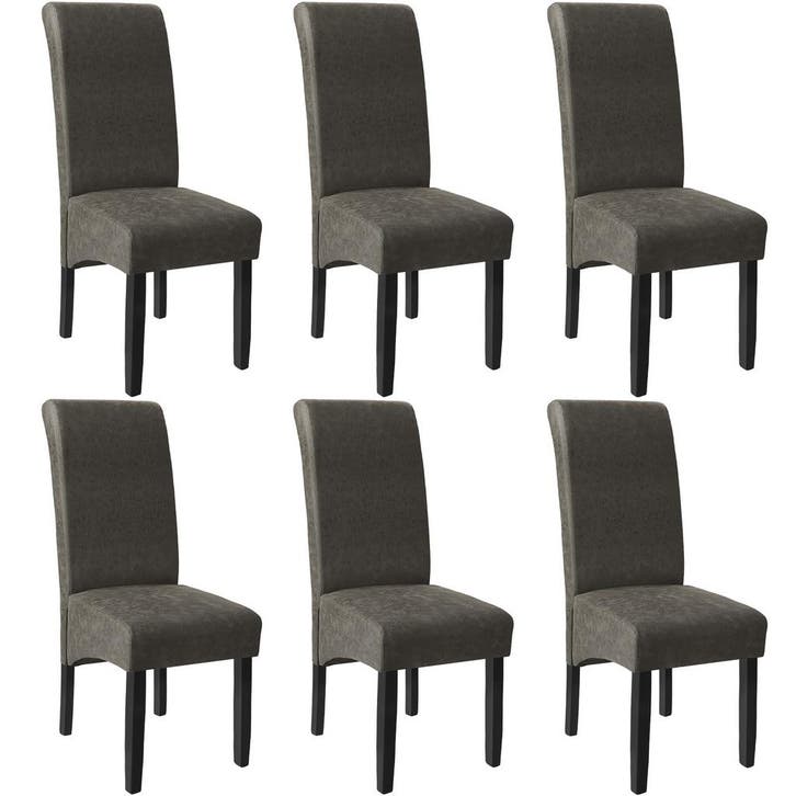 tectake Eetkamerstoel, ergonomisch, massief hardhout - grijs, Maison & Meubles, Chaises, Envoi