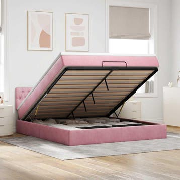 vidaXL Ottoman bed met matras 180x200 cm fluweel roze, Verzenden, Nieuw