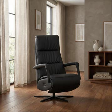 Leren relaxfauteuil met hartbalans Core - Toledo Nero, Ophalen of Verzenden