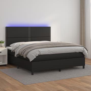 vidaXL Boxspring met matras en LED kunstleer zwart 180x200, Huis en Inrichting, Verzenden, Nieuw