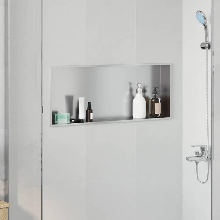 vidaXL Douche Niche Zilver 75 x 30 x 9,5 cm Roestvrij staal, Bricolage & Construction, Sanitaire, Envoi