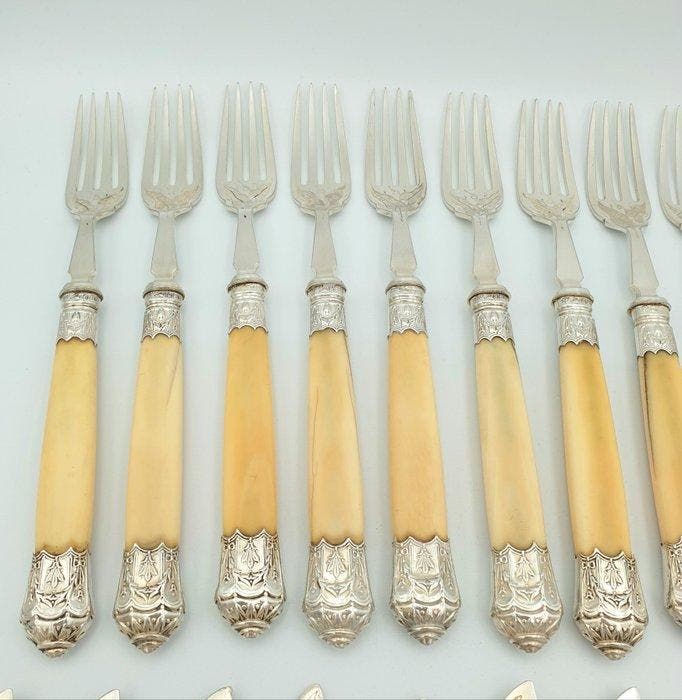 Harrison Brothers - Bestekset voor 12 personen (24) - .925, Antiquités & Art, Antiquités | Argent & Or