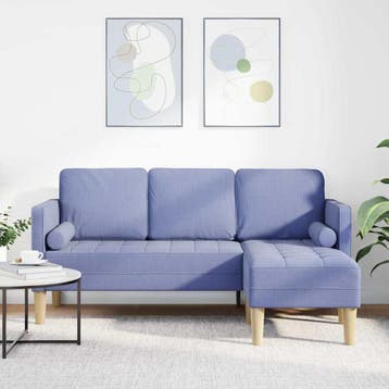 vidaXL bank / zetelstel met kussen Jeans Blauw Polyester, Verzenden, Nieuw