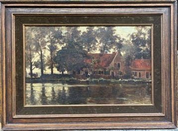 Edmond De Schampheleer (1824-1899) - Maison au bord du lac