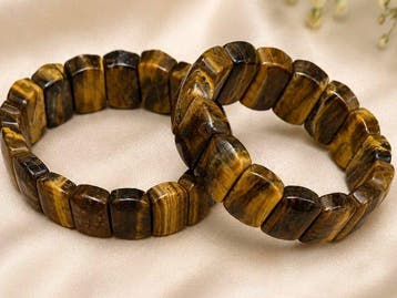 Handgemaakt tijgeroog armband - Hoogte: 12 mm - Breedte: 12
