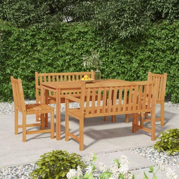 vidaXL 5-delige Tuinset massief teakhout, Verzenden, Nieuw, Tuinset