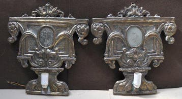 Wandkandelaar (2) - messing hout