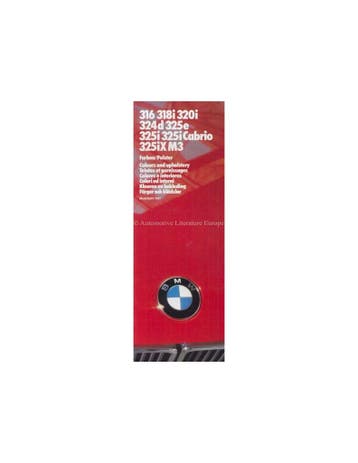 1987 BMW 3 SERIE KLEUREN EN BEKLEDING BROCHURE, Ophalen of Verzenden