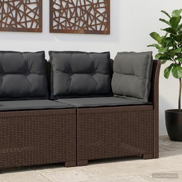 vidaXL Eén-zits Tuin Sofa met Kussens Rieten Look PP Bruin, Verzenden, Nieuw