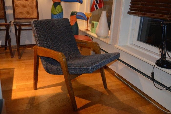 Zbigniew Maleszewski - Lounge stoel - Hout, Textiel, hard, Antiquités & Art, Antiquités | Meubles | Chaises & Canapés