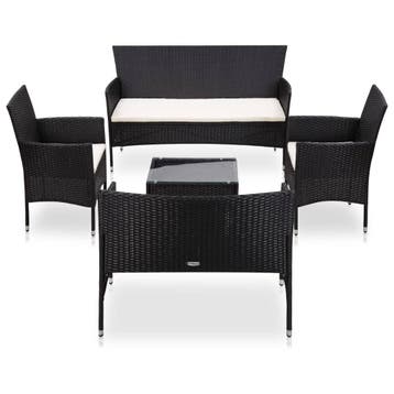 vidaXL 5-delige Loungeset met kussens poly rattan zwart, Verzenden, Nieuw, Loungeset
