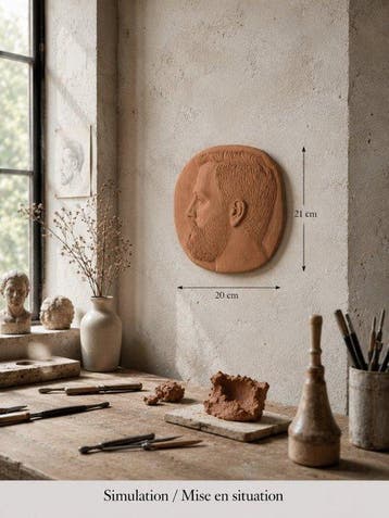 Décoration murale - Bas-relief mural en terre cuite profil