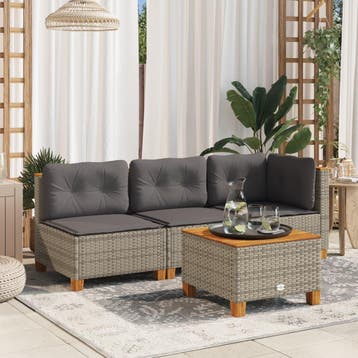 vidaXL Tuinbank zonder armleuning met kussens poly rattan, Verzenden