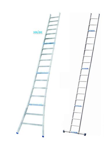 Solide 1-delige ladder 18 sporten met gebogen voet, Ophalen of Verzenden, Nieuw, Ladder, 4 meter of meer