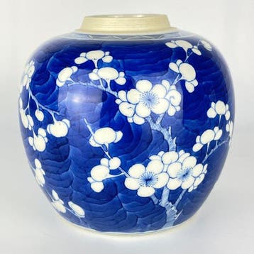 Pot - Porselein - blauw-witte gemberpot, Antiek en Kunst