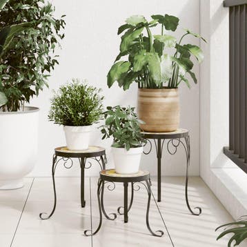 vidaXL Plantenstandaards 3 st keramiek terracottakleurig en, Tuin en Terras, Bloembakken en Plantenbakken, Verzenden, Nieuw