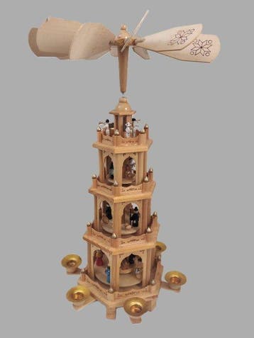 Kerstbeeldje - Draaiende kerstpyramide 4 verdiepingen - 51