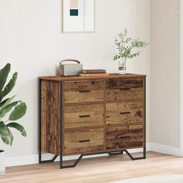 vidaXL Ladekast 6-Lade Oudhout 91 x 35,5 x 74,5 cm, Verzenden