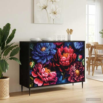 vidaXL Dressoir KIEL Zwart eiken 102 x 33 x 76 cm Bewerkt, Verzenden