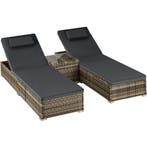 tectake Wicker-tweepersoonsligbed met tafel Carbonera, verst, Tuin en Terras, Verzenden, Nieuw