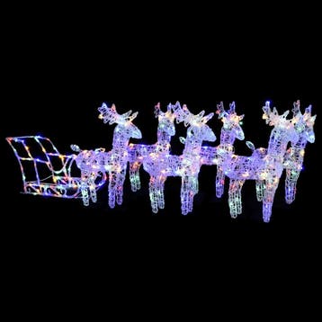 vidaXL Kerstversiering rendieren en slee 320 LEDs acryl, Verzenden, Nieuw