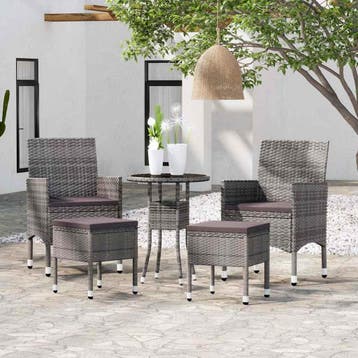 vidaXL 5-delige Loungeset poly rattan grijs, Verzenden, Loungeset