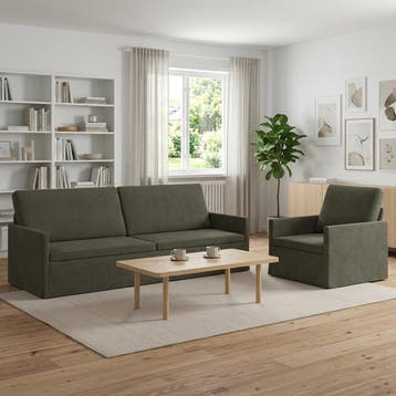 vidaXL bank / zetelstel 2 pcs Lichtgrijs Corduroy stof, Verzenden, Nieuw