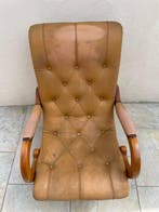 Fauteuil - Bois, Cuir, Métal - Style Chesterfield, Nieuw