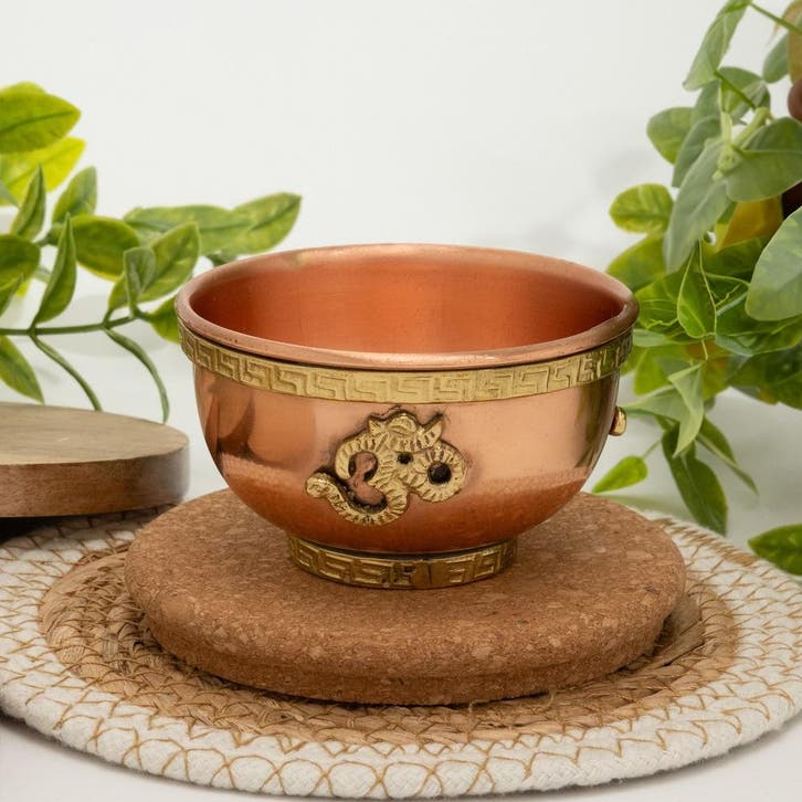 Puur koperen Tibetaanse wierookbrander/offerschaal OHM ± 7,5, Sports & Fitness, Produits de santé, Wellness & Bien-être, Enlèvement ou Envoi