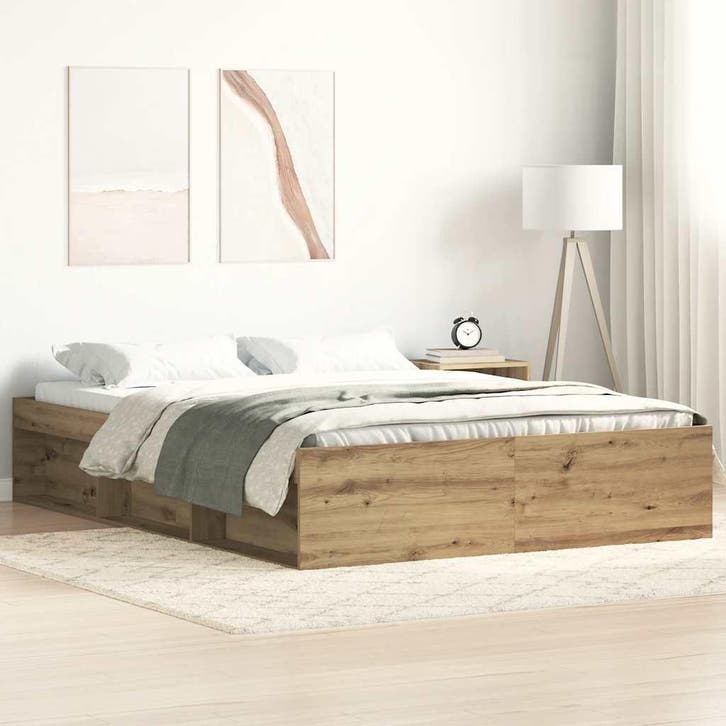 vidaXL Bedframe zonder matras spaanplaat artisanaal, Huis en Inrichting, Slaapkamer | Bedden, Nieuw, Verzenden