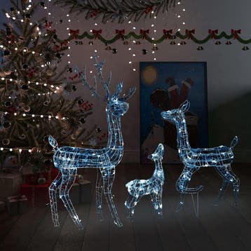 vidaXL Kerstversiering rendierfamilie 300 LEDs koudwit, Verzenden, Nieuw
