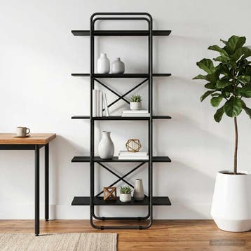 vidaXL Boekenplank 5-laags 60 x 35 x 175,5 cm PB Zwart eiken, Verzenden, Nieuw