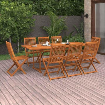vidaXL 9-delige Tuinset 220x90x75 cm massief acaciahout, Verzenden, Nieuw, Tuinset