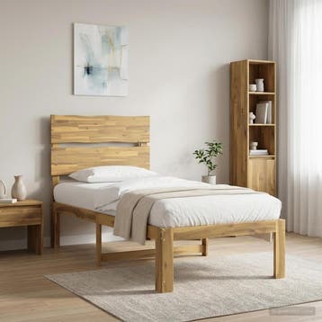 vidaXL Eenpersoonsbed met hoofdbord ROSTOCK Wit 75 x 190 cm, Verzenden, Nieuw