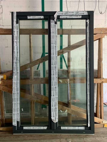 PVC Raam zonder middenstijl B1560xH2340 82mm profiel HR+++, Gevelraam of Ruit, Nieuw, Veiligheidsglas, 160 cm of meer