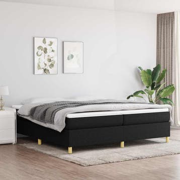 vidaXL Boxspring bed stof zwart 200x200 cm, Verzenden