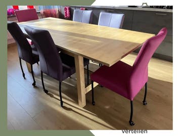 Set van 6 leren eetkamerstoelen - met wieltjes -, Ophalen of Verzenden, Nieuw, Eén