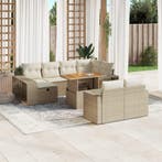 vidaXL 11-delige Tuinset met kussens poly rattan beige, Verzenden, Tuinset