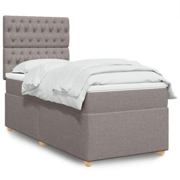 vidaXL Boxspring met matras stof taupe 90x200 cm, Verzenden, Nieuw