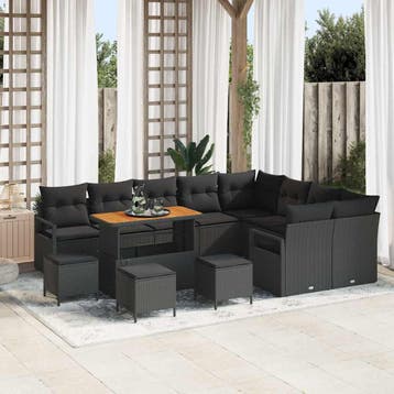 vidaXL Tuinbank Set 13 st 12-Aantal zitplaatsen Zwart, Verzenden, Nieuw