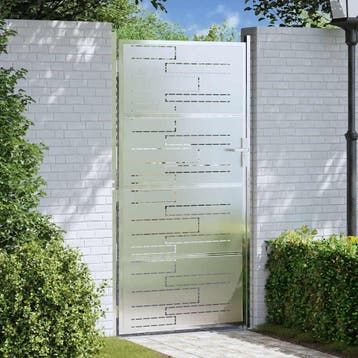vidaXL Tuinpoort 85 x 174 cm Roestvrij staal Zilver, Verzenden
