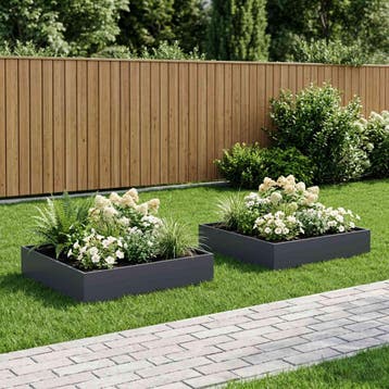 vidaXL Plantenbak 2 st Antraciet 80 x 80 x 20 cm Koudgewalst, Verzenden