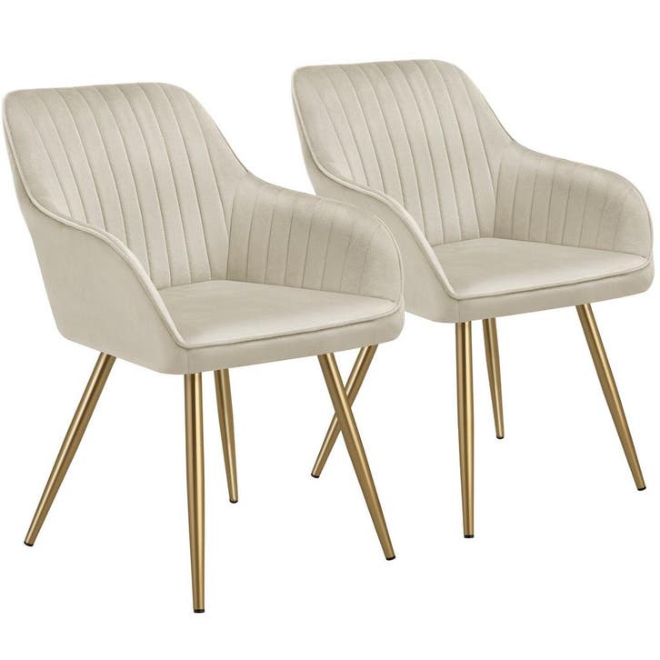 tectake Eetkamerstoel Marilyn, fluweeloptiek, doorgestikt -, Huis en Inrichting, Stoelen, Verzenden