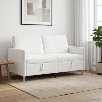 vidaXL Sofa met Opbergruimte Wit 152 x 78 x 87 cm Polyester, Huis en Inrichting, Zetels | Zetels, Verzenden, Nieuw